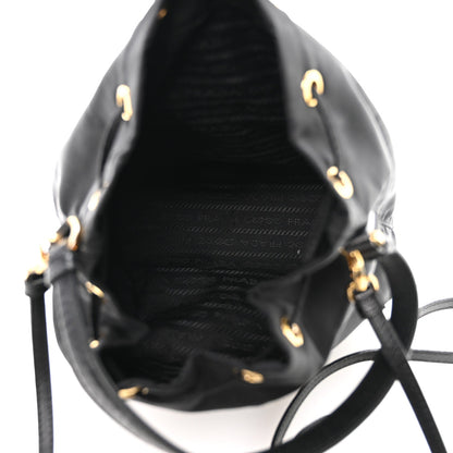 Re-Nylon Saffiano Duet Bucket Crossbody Bag Black Black