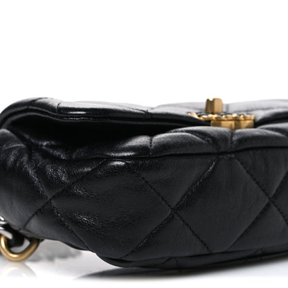 Goatskin Quilted Chanel 19 Waist Bag Black