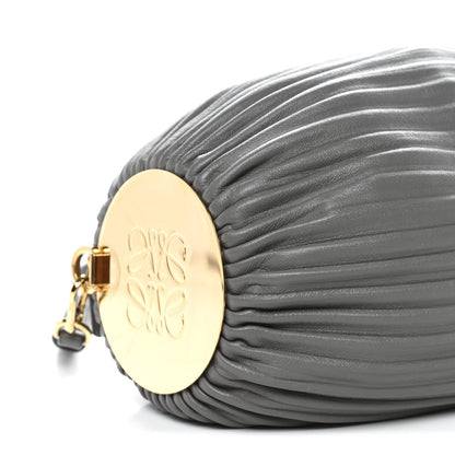 Lambskin Pleated Bracelet Pouch shoulder Bag Asphalt Grey Asphalt Grey