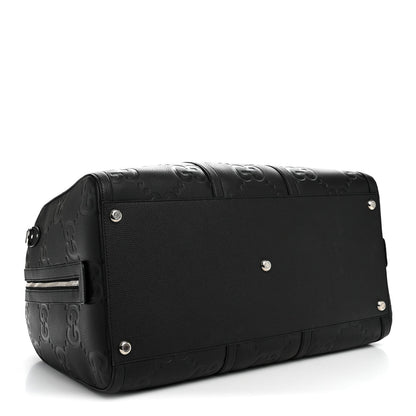 Piuma Calfskin Jumbo GG Embossed Large Duffle Bag Black