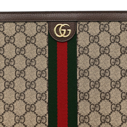 GG Supreme Monogram Web Ophidia Pouch Brown