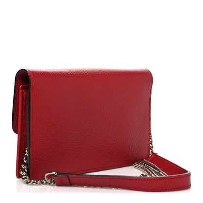 Dollar Calfskin Interlocking G Chain Wallet Red