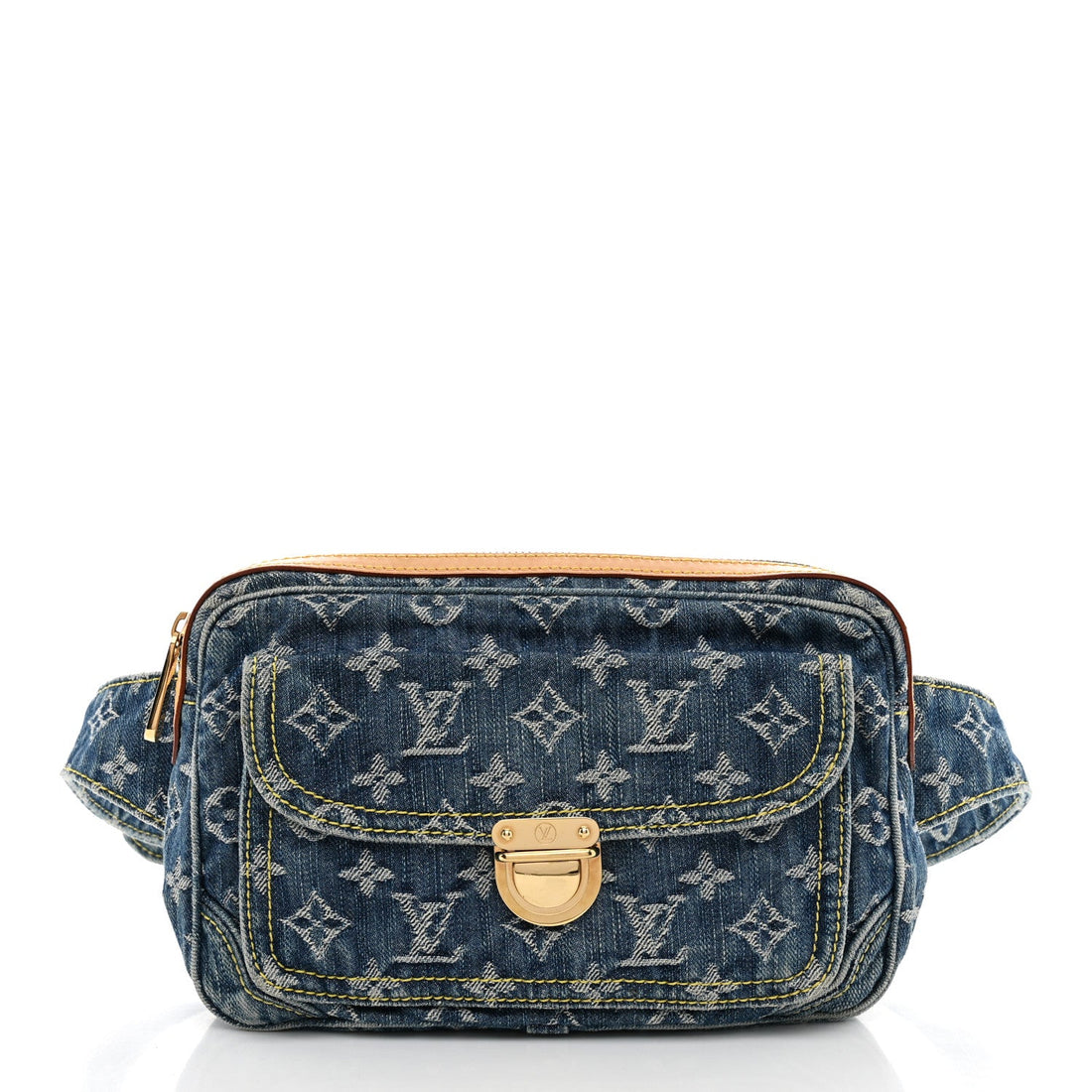 Monogram Denim Bum Bag Blue Blue