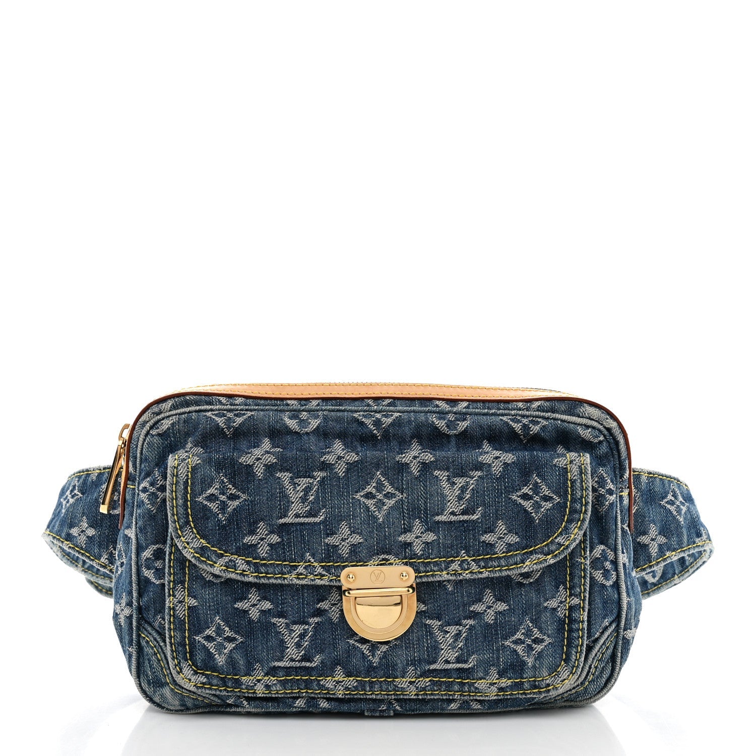 Monogram Denim Bum Bag Blue Blue