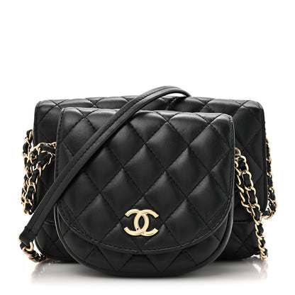 Lambskin Quilted Side Packs Black