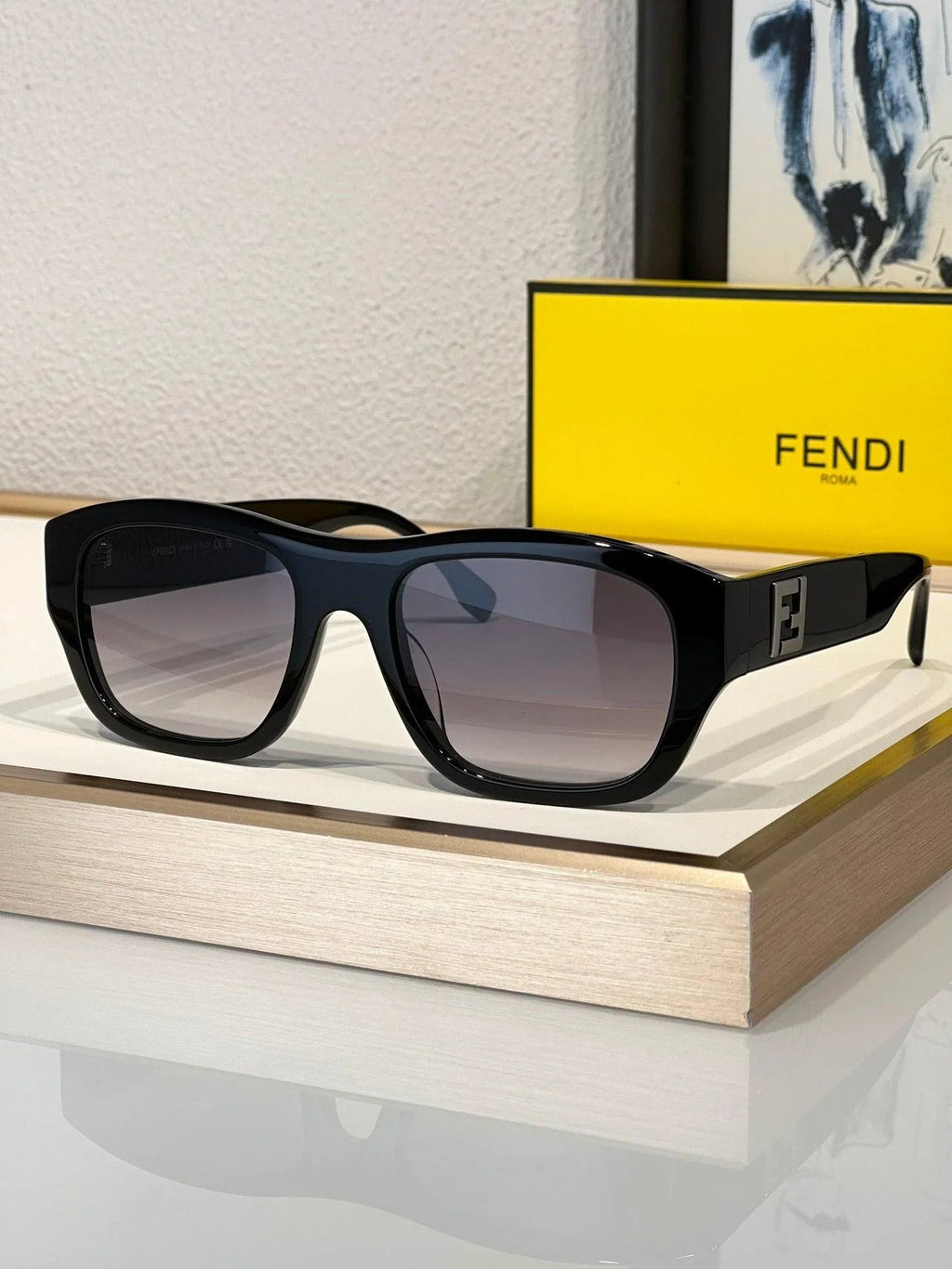 FENDI Men's FF Logo Rectangle Sunglasses✨