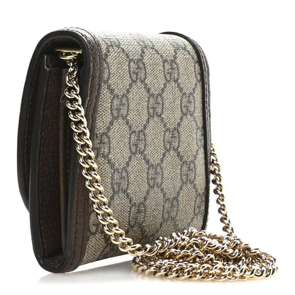 GG Supreme Monogram Textured Dollar Calfskin Blondie Chain Wallet Beige Ebony New Acero