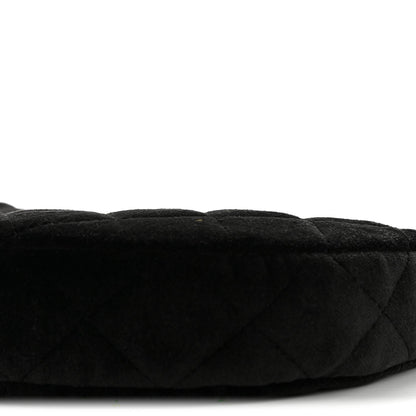 Velvet Crystal Quilted Chain Hobo Black