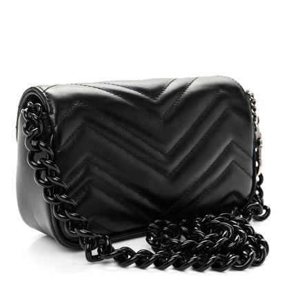 Calfskin Matelasse Monochrome GG Marmont Chain Belt Bag Black