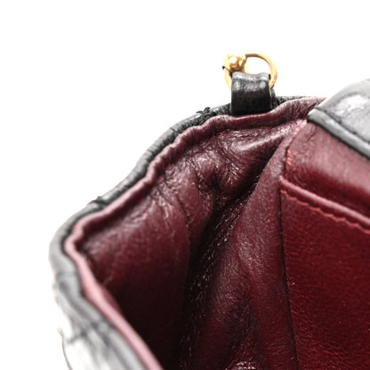 Glazed Calfskin Quilted Reissue Double Flap Clutch Black
