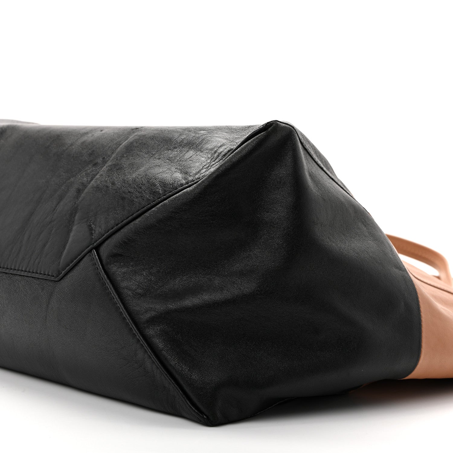 Lambskin Horizontal Bicolor Cabas Camel Black