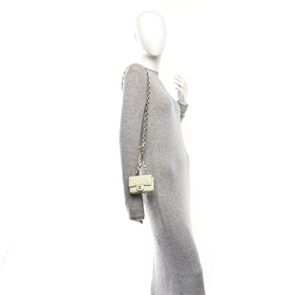 Sheepskin Chevron Quilted Mini Chain Belt Bag Light Green