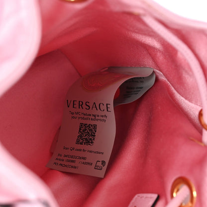 Satin Medusa Drawstring Bucket Bag Pink