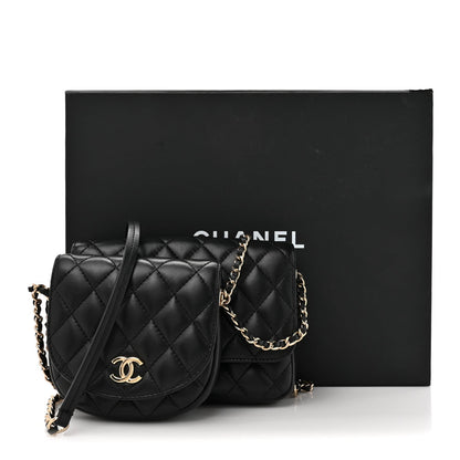 Lambskin Quilted Side Packs Black