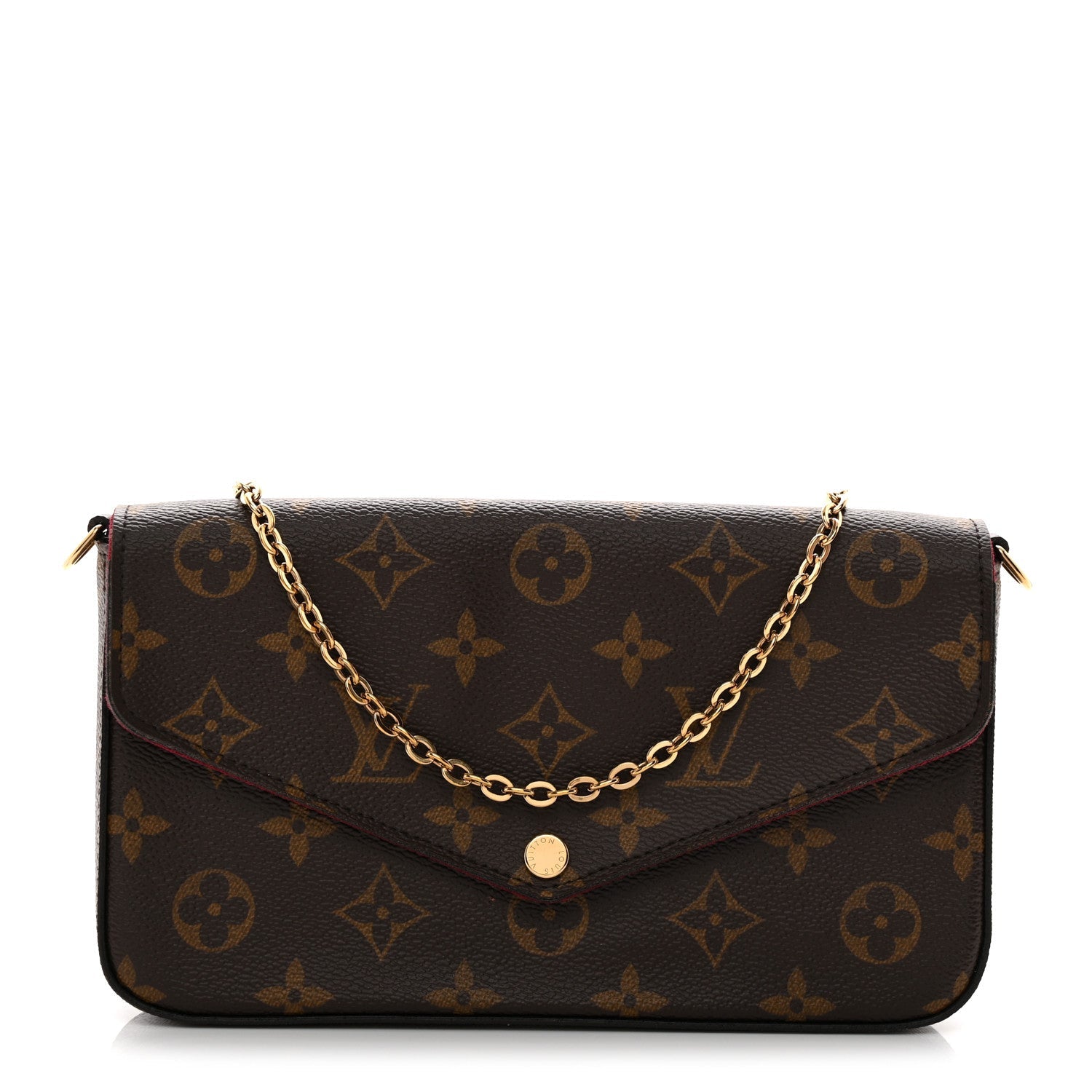 Monogram Pochette Felicie Chain Wallet Fuchsia