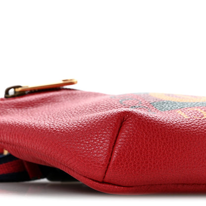 Grained Calfskin Small Logo Belt Bag Hibiscus Red