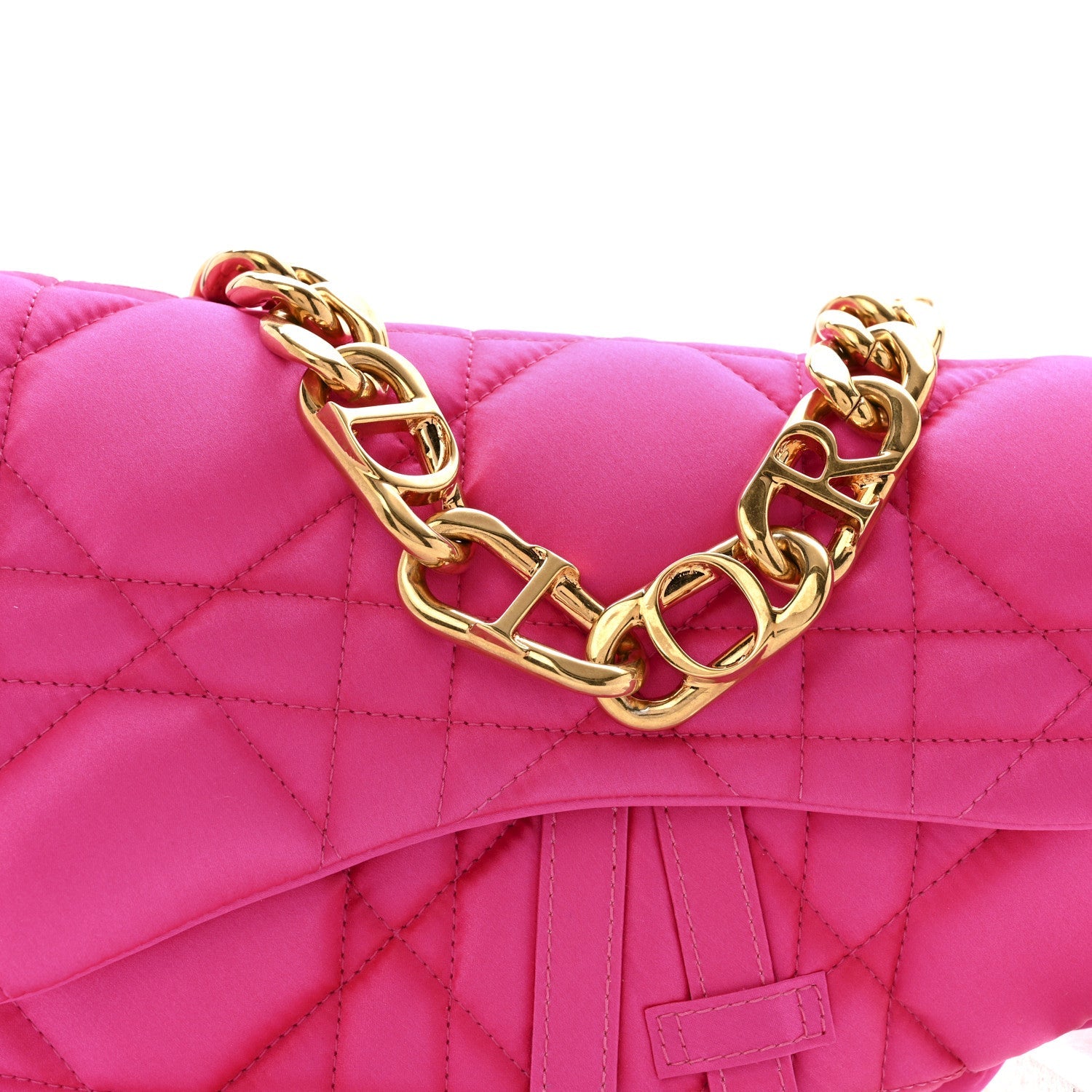 X ERL Satin Cannage Micro Venice Saddle Bag Fuchsia