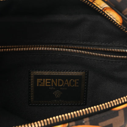 X VERSACE Nylon Cuoio Romano Fendace FF Baroque Belt Bag Black Gold