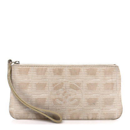 Nylon Travel Ligne Zip Wristlet Beige