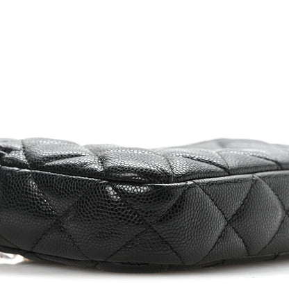 Caviar Quilted Small Clutch With Chain Black