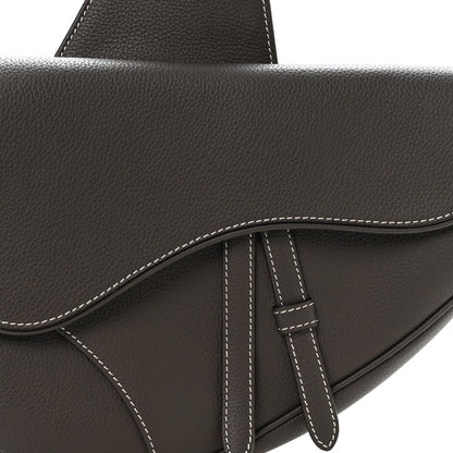 Grained Calfskin Mens Saddle Bag Ebony