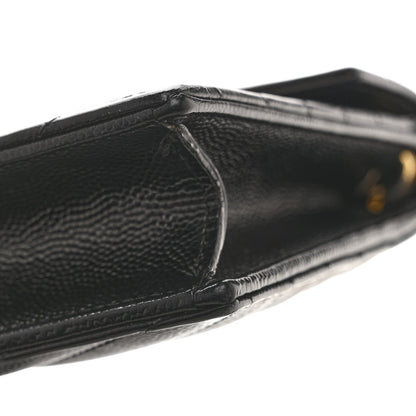 Grain De Poudre Matelasse Chevron Monogram Envelope Chain Wallet Black