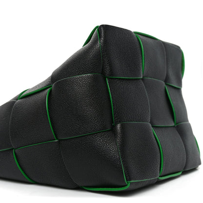 Nappa Maxi Intrecciato Mini Cassette Bucket Bag Black Parakeet