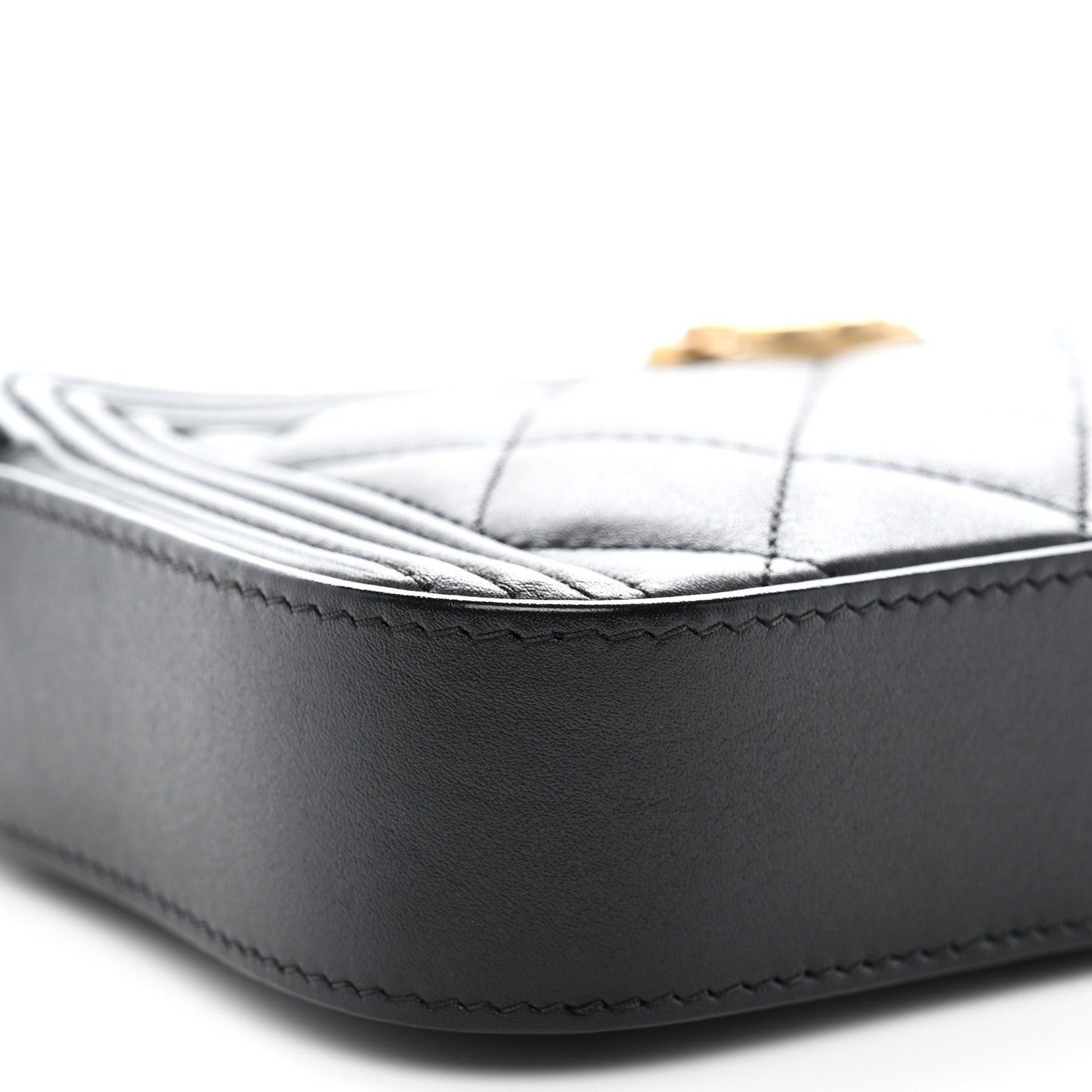 Lambskin Quilted Small Boy Clutch With Chain Black