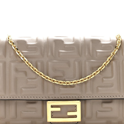 Nappa Matisse FF Embossed Continental Wallet On Chain Tortora