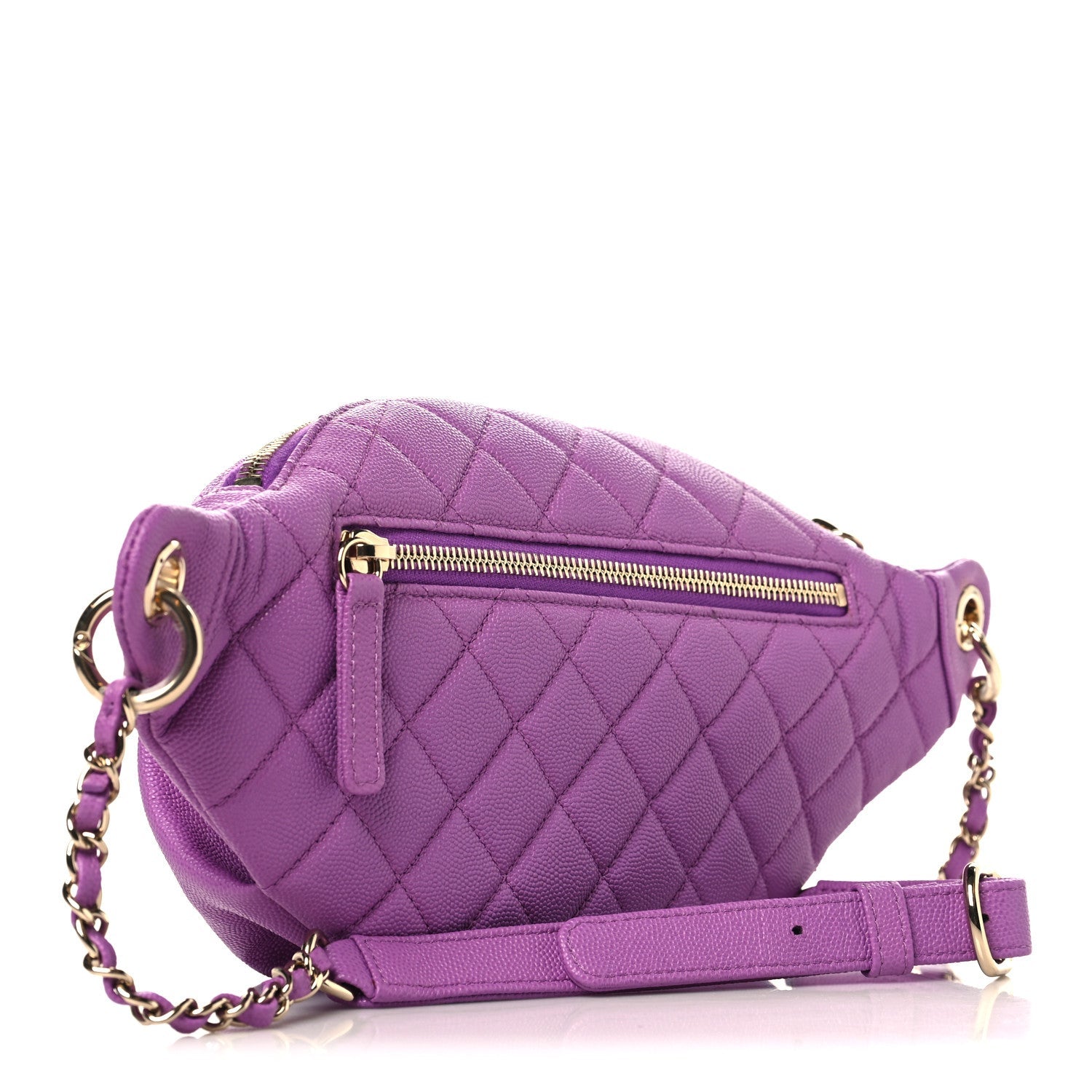 Caviar Quilted Filigree Waist Bag Purple