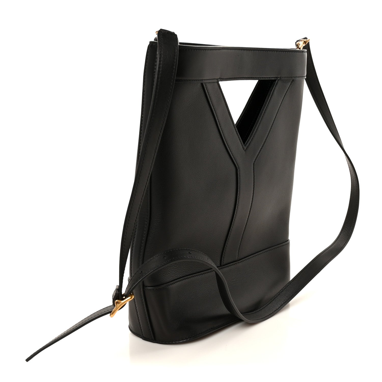 Smooth Calfskin Y Small Bucket Bag Black