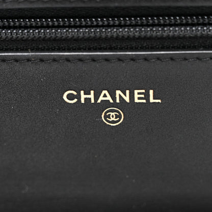 Aged Calfskin Quilted Lucky Charms 2.55 Reissue Wallet On Chain WOC Black
