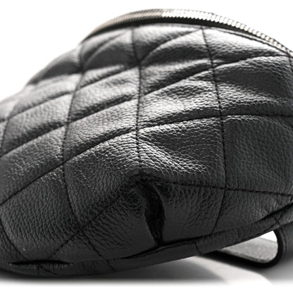 Grained Calfskin Quilted Waist Belt Bag Black