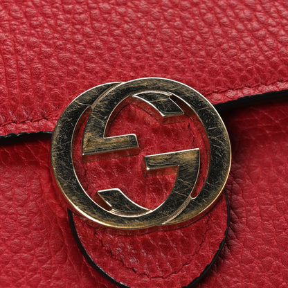 Dollar Calfskin Interlocking G Chain Wallet Red