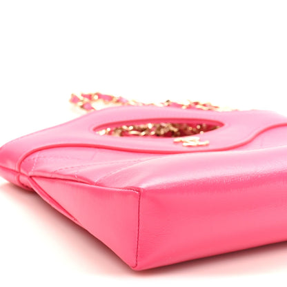 Shiny Crumpled Calfskin Quilted Nano 31 Shopping Bag Pink