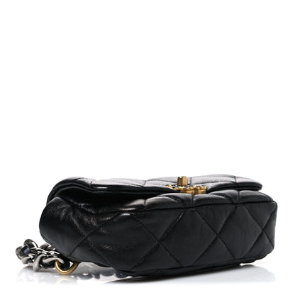 Goatskin Quilted Chanel 19 Waist Bag Black