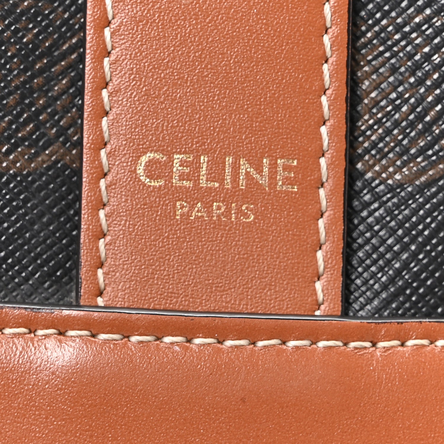 Triomphe Canvas Calfskin Medium Bucket Bag Tan