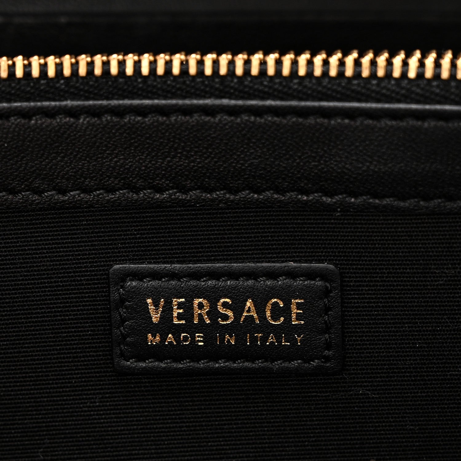 Lambskin Studded Quilted Medusa Wallet on Chain Crossbody Black Gold