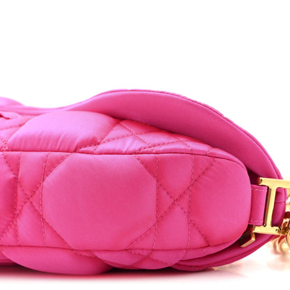 X ERL Satin Cannage Micro Venice Saddle Bag Fuchsia
