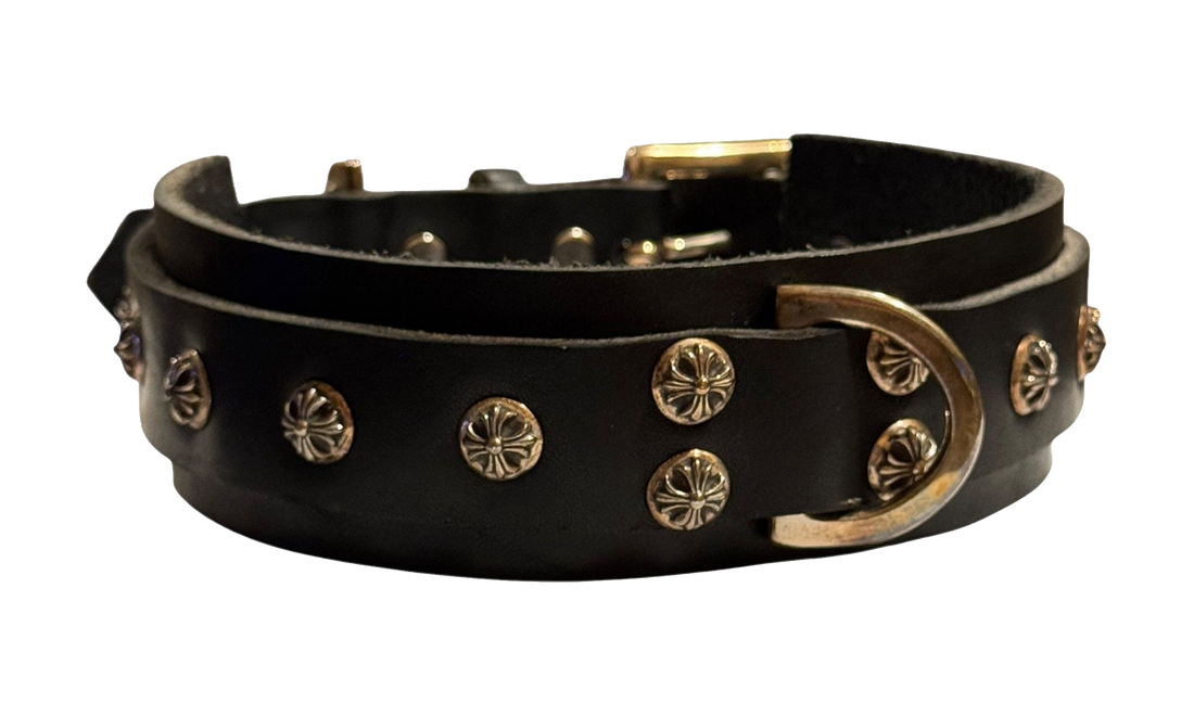 Studded Leather 18 Inch Dog Collar "Black / Silver" CHRM1207
