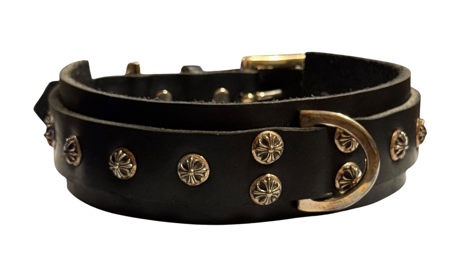 Studded Leather 18 Inch Dog Collar "Black / Silver" CHRM1207