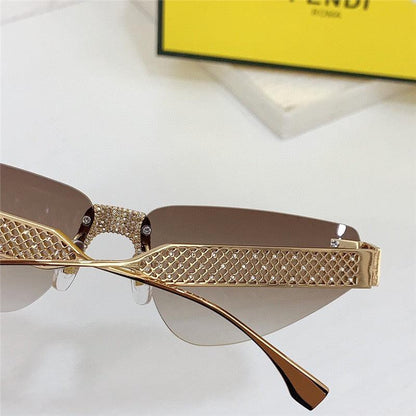 2024 FENDI First Crystal Gold metal Sunglasses 4127US shape Women&