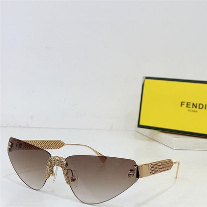 2024 FENDI First Crystal Gold metal Sunglasses 4127US shape Women&