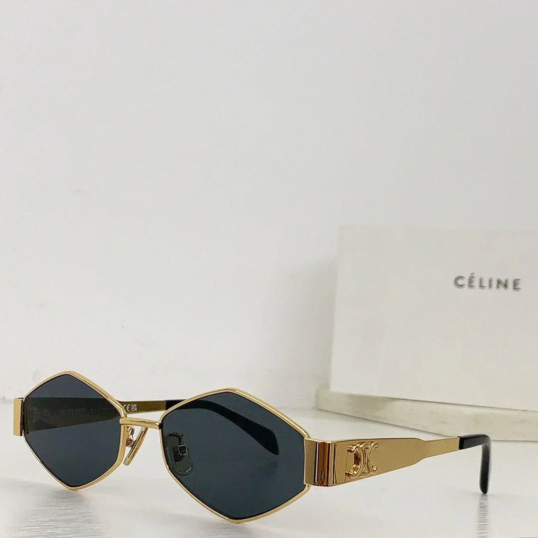 CELINE 40254 Triomphe hexagon-frame gold-tone and tortoiseshell acetate sunglasses ✨