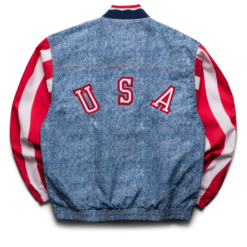 Adidas Denim Graphic Track Jacket - White/Dark Blue