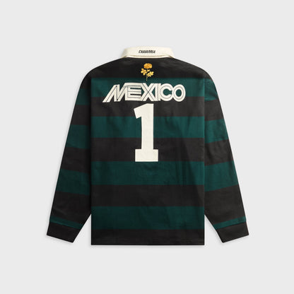adidas x Willy Chavarria Long Sleeve Rugby Shirt - Black / Aurora Ivy