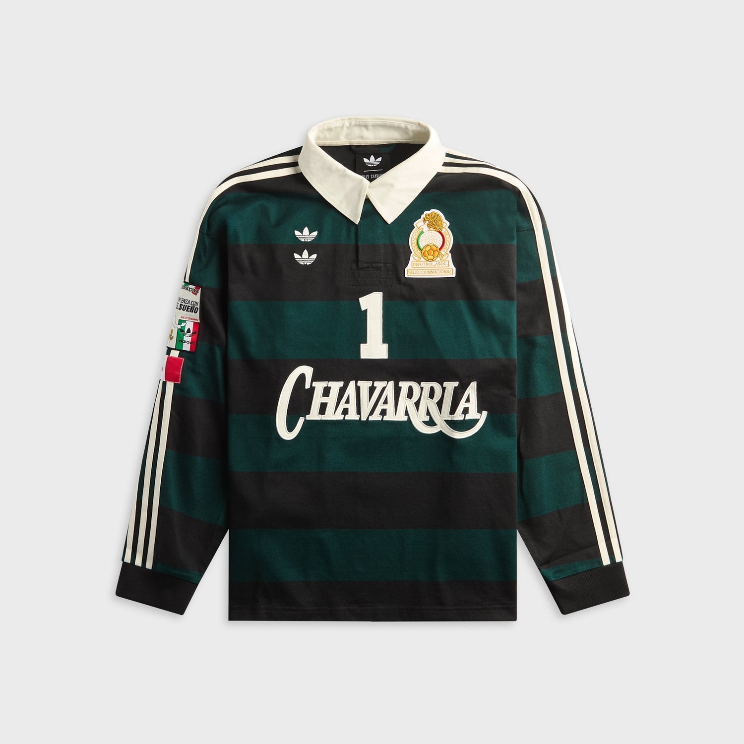 adidas x Willy Chavarria Long Sleeve Rugby Shirt - Black / Aurora Ivy