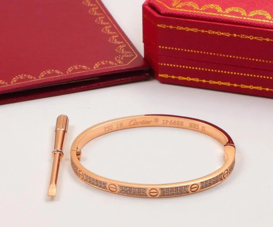 Cartier 18K Gold Plated Jewelry LOVE Bracelet yellow rose silver with Zircon✨