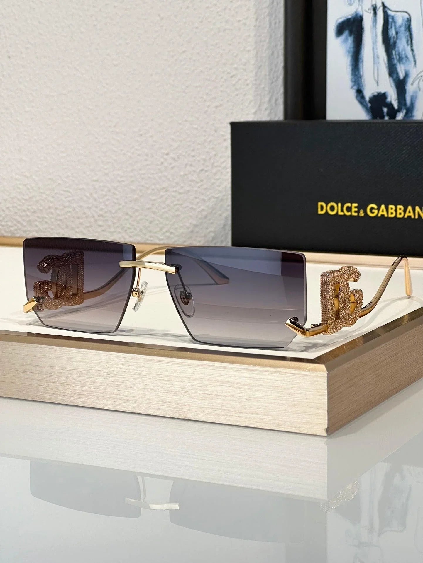 Dolce&Gabbana 2304B Crystal DG Metal Rectangle Women's Sunglasses ✨