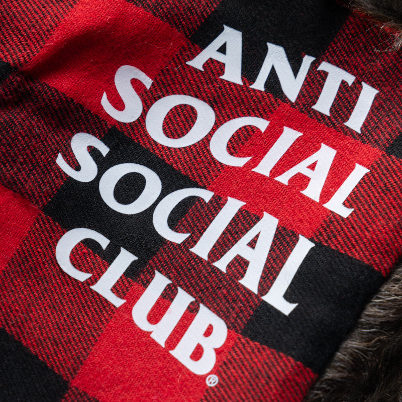Anti Social Social Club Flannel Trapper Hat - Red